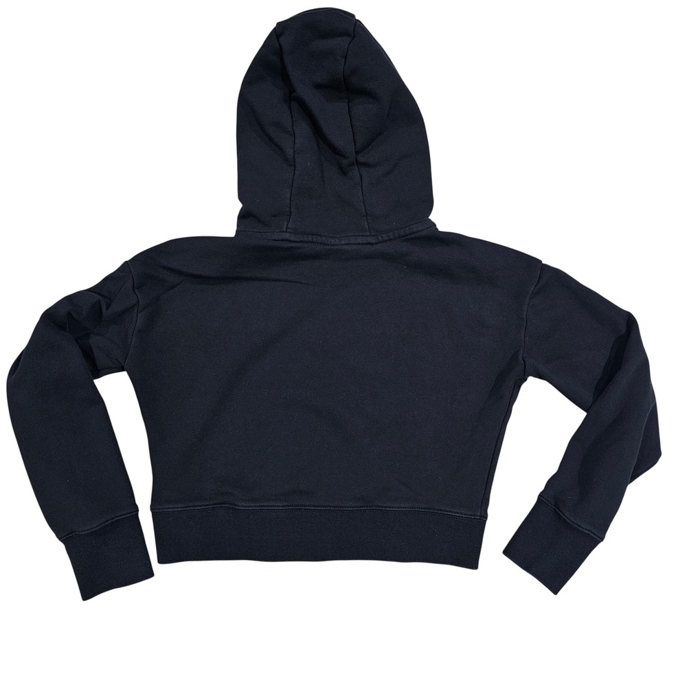 Nike Womens Large Black Futura Logo Cropped Pullover Hoodie Athletic Style - Picture 2 of 7